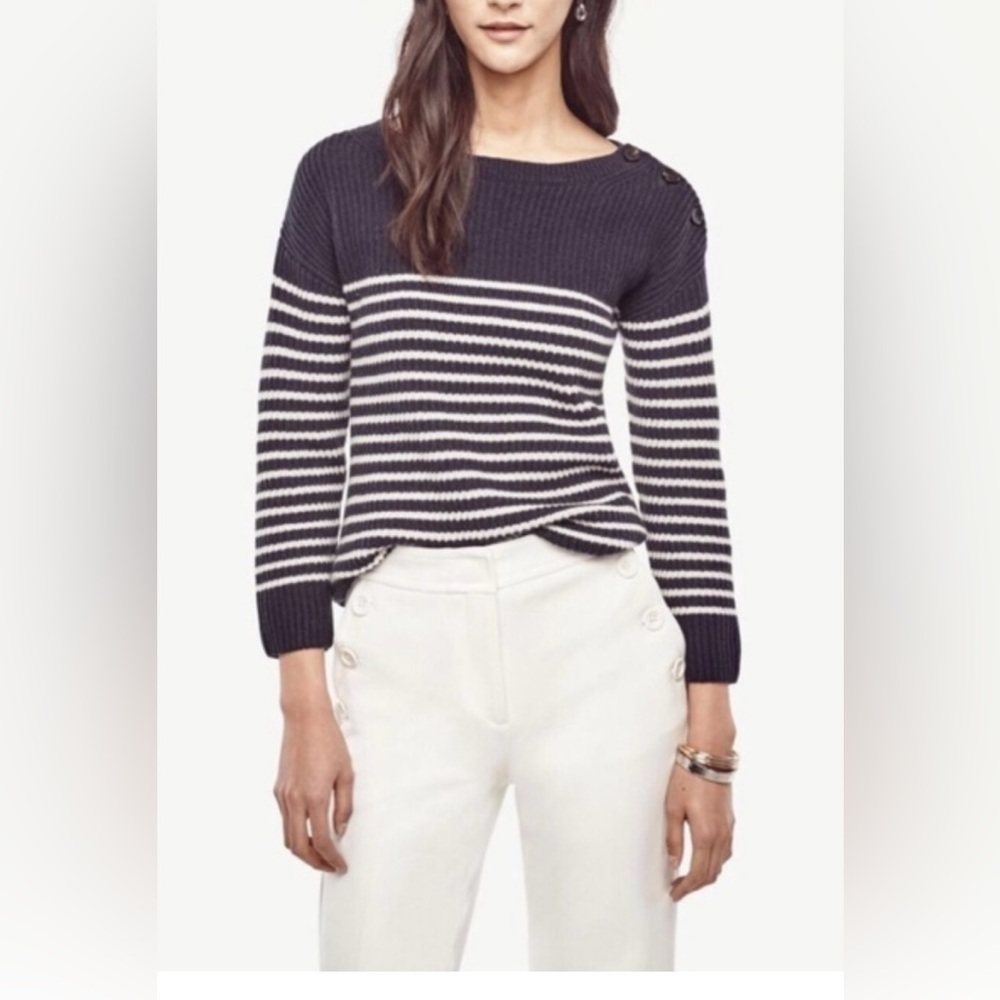 Ann Taylor Striped Wool/Cashmere Sweater